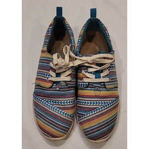 Toms Del Rey Womens Size 7.5 Sneakers Casual Canvas Shoes Multicolor Lace Upsah
